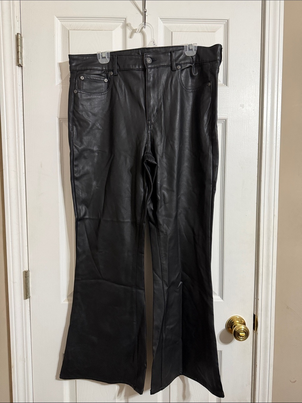 Women's Black Faux Leather Jeans - Classic Straight Fit